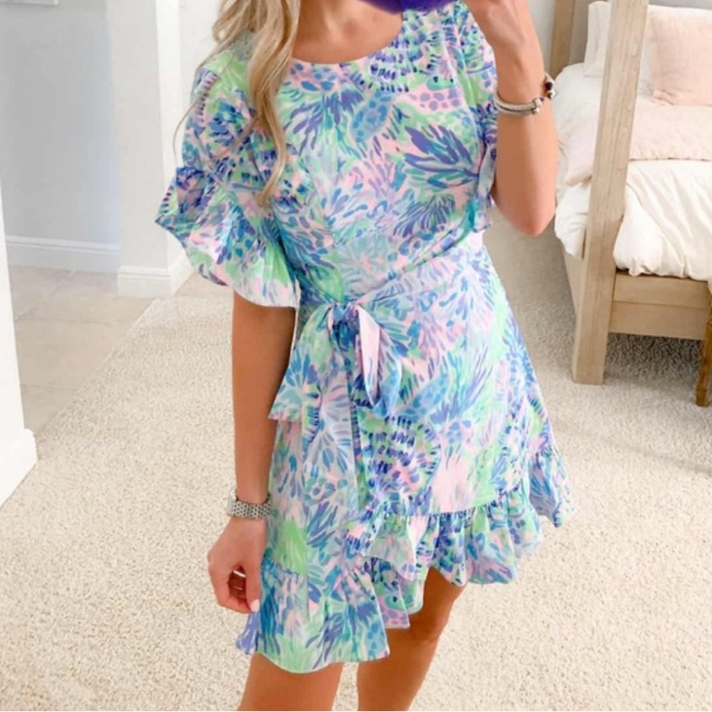 Lilly Pulitzer Pink and Blue Patterned Fabric